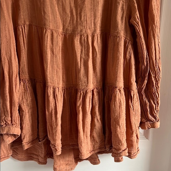 American Eagle Women’s Rust Orange Ruffle Layered Open Back BOHO Blouse - Picture 3 of 4